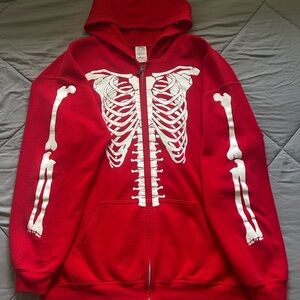 Red Skeleton Zip-Up Hoodie
